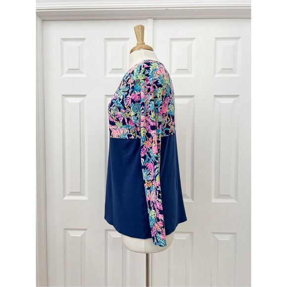 Lilly Pulitzer Womens Oyster Bay Navy Seen And Herd Finn Top Shirt Small - Picture 2 of 6